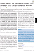 Cover page: Quinoa, potatoes, and llamas fueled emergent social complexity in the Lake Titicaca Basin of the Andes