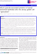 Cover page: Mucin granule-associated proteins in human bronchial epithelial cells: the airway goblet cell "granulome"