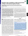 Cover page: Rayleigh–Taylor instabilities in high-energy density settings on the National Ignition Facility