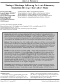 Cover page: Timing of Discharge Follow-up for Acute Pulmonary Embolism: Retrospective Cohort Study