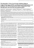 Cover page: The Hepatitis C Virus Core Protein Inhibits Adipose Triglyceride Lipase (ATGL)-mediated Lipid Mobilization and Enhances the ATGL Interaction with Comparative Gene Identification 58 (CGI-58) and Lipid Droplets*