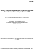 Cover page: Direct participation of electrical loads in the Californnia independent 
system operator markets during the Summer of 2000