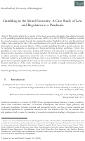 Cover page: Gambling in the Moral Economy: A Case Study of Law and Regulation in a Pandemic