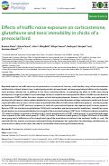 Cover page: Effects of traffic noise exposure on corticosterone, glutathione and tonic immobility in chicks of a precocial bird