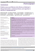 Cover page: Mediterranean and Western diet effects on Alzheimers disease biomarkers, cerebral perfusion, and cognition in mid-life: A randomized trial.