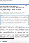 Cover page: Complete genome sequence of Pseudomonas stutzeri strain RCH2 isolated from a Hexavalent Chromium [Cr(VI)] contaminated site