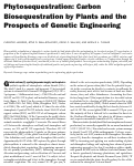 Cover page: Phytosequestration: Carbon biosequestration by plants and the prospects of genetic engineering