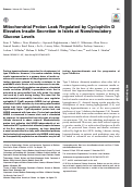 Cover page: Mitochondrial Proton Leak Regulated by Cyclophilin D Elevates Insulin Secretion in Islets at Nonstimulatory Glucose Levels