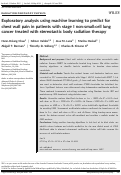 Cover page: Exploratory analysis using machine learning to predict for chest wall pain in patients with stage I non‐small‐cell lung cancer treated with stereotactic body radiation therapy