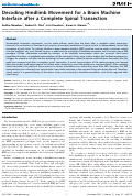 Cover page: Decoding Hindlimb Movement for a Brain Machine Interface after a Complete Spinal Transection