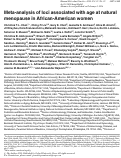 Cover page: Meta-analysis of loci associated with age at natural menopause in African-American women