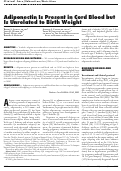 Cover page: Adiponectin Is Present in Cord Blood but Is Unrelated to Birth Weight