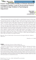 Cover page: Parent–Child Conflict Profiles in Chinese American Immigrant Families: Links to Sociocultural Factors and School‐Age Children's Psychological Adjustment