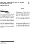 Cover page: Use of Patient Experience Scales Differs by Education and Asian Race/Ethnicity : Evidence from a Vignette Study.