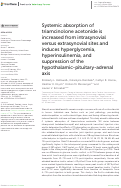 Cover page: Systemic absorption of triamcinolone acetonide is increased from intrasynovial versus extrasynovial sites and induces hyperglycemia, hyperinsulinemia, and suppression of the hypothalamic-pituitary-adrenal axis.