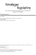 Cover page: Plural marking in Dolpo Tibetan: A preliminary investigation [HL FR 1]