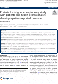 Cover page: Post-stroke fatigue: an exploratory study with patients and health professionals to develop a patient-reported outcome measure