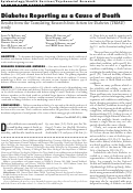 Cover page: Diabetes Reporting as a Cause of Death Results from the Translating Research Into Action for Diabetes (TRIAD) study