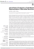 Cover page: <i>microTrait</i>: A Toolset for a Trait-Based Representation of Microbial Genomes.