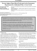 Cover page: Erector Spinae Plane Block Performed in the Emergency Department for Abdominal Pain: A Case Series