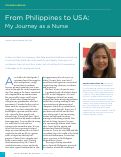 Cover page of From Philippines to USA: My Journey as a Nurse