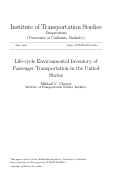 Cover page: Life-cycle Environmental Inventory of Passenger Transportation in the United States