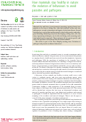 Cover page: How mammals stay healthy in nature: the evolution of behaviours to avoid parasites and pathogens.