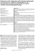 Cover page: Evaluation of the diagnostic yield of dental radiography and cone-beam computed tomography for the identification of anatomic landmarks in small to medium-sized brachycephalic dogs.