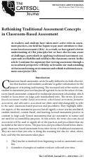 Cover page: Rethinking Traditional Assessment Concepts in Classroom-Based Assessment