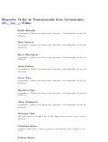 Cover page of Magnetic order in nanogranular iron germanium (Fe0.53Ge0.47) films