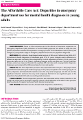 Cover page: The Affordable Care Act: Disparities in emergency department use for mental health diagnoses in young adults.