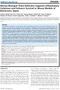 Cover page: Rhesus Macaque Theta Defensins Suppress Inflammatory Cytokines and Enhance Survival in Mouse Models of Bacteremic Sepsis