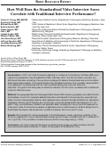 Cover page: The Standardized Video Interview: How Well Does the SVI Score Correlate with Traditional Interview Performance?