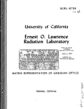 Cover page: MATRIX REPRESENTATION OF GAUSSIAN OPTICS