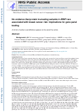 Cover page: No evidence that protein truncating variants in BRIP1 are associated with breast cancer risk: implications for gene panel testing.