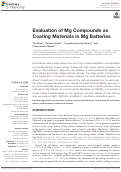 Cover page: Evaluation of Mg Compounds as Coating Materials in Mg Batteries