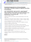 Cover page: Promoting the Appropriate Use of Advanced Radiation Technologies in Oncology: Summary of a National Cancer Policy Forum Workshop.