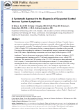 Cover page: A systematic approach to the diagnosis of suspected central nervous system lymphoma.