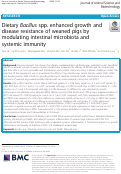 Cover page: Dietary Bacillus spp. enhanced growth and disease resistance of weaned pigs by modulating intestinal microbiota and systemic immunity