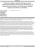 Cover page: Patient Perceptions of Resident Interpersonal and Communication Skills in the Emergency Department; An Analysis by Post-Graduate Year of Emergency Medicine Residents and Off-Service Residents