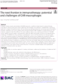 Cover page: The next frontier in immunotherapy: potential and challenges of CAR-macrophages.