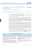 Cover page: Days Spent at Home and Mortality After Critical Illness A Cluster Analysis Using Nationwide Data