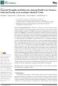 Cover page: Suicidal Thoughts and Behaviors Among Health Care Trainees, Staff and Faculty at an Academic Medical Center.