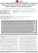 Cover page: Distracted Driving, A Major Preventable Cause of Motor Vehicle Collisions: “Just Hang Up and Drive”