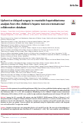 Cover page: Upfront or delayed surgery in resectable hepatoblastoma: analysis from the childrens hepatic tumors international collaboration database.