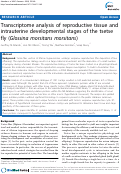 Cover page: Transcriptome analysis of reproductive tissue and intrauterine developmental stages of the tsetse fly (Glossina morsitans morsitans)