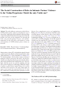 Cover page: The Social Construction of Roles in Intimate Partner Violence: Is the Victim/Perpetrator Model the only Viable one?