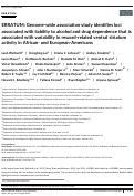 Cover page: Genome-wide association study identifies loci associated with liability to alcohol and drug dependence that is associated with variability in reward-related ventral striatum activity in African- and European-Americans.