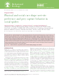 Cover page: Physical and social cues shape nest-site preference and prey capture behavior in social spiders.