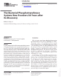 Cover page: The Bacterial Phosphotransferase System: New Frontiers 50 Years after Its Discovery